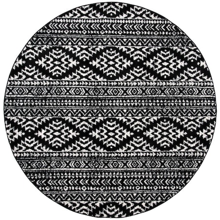 Safavieh 12 x 12 ft. Tulum Power Loomed Round Area Rug; Black & Ivory TUL272Z-12R